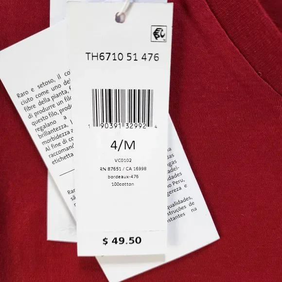 Lacoste V-Neck Logo T-Shirt Men's M Bordeaux Short Sleeves - Picture 6 of 11